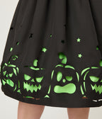 Unique Vintage Plus Size Black & Green Jack - O - Lantern Cutout Swing Dress - Unique Vintage - Womens, DRESSES, SWING