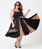 Unique Vintage Plus Size Black Halloween Stripe Swing Dress - Unique Vintage - Womens, DRESSES, SWING