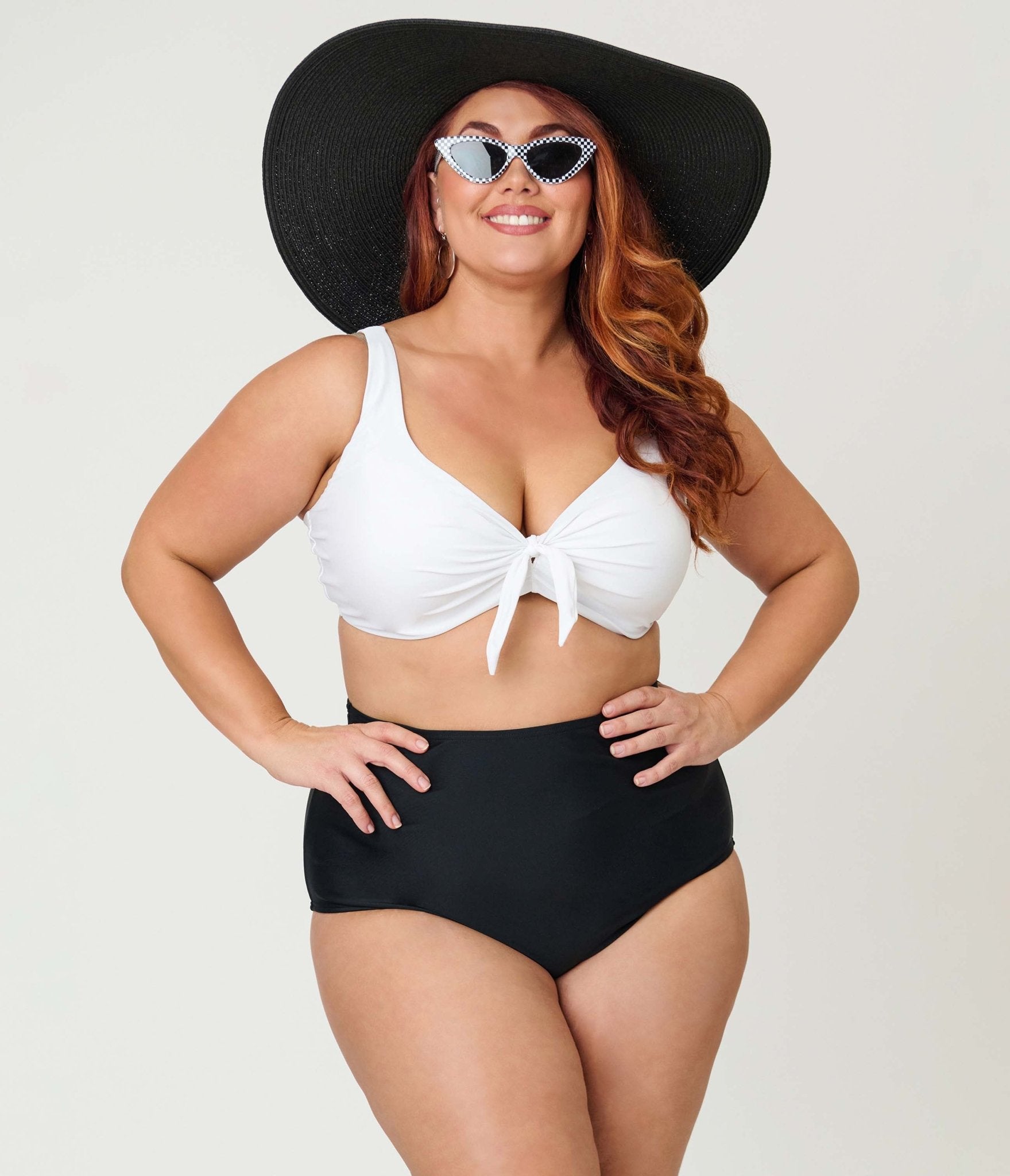 Unique Vintage Plus Size Black High Waist Louise Swim Bottoms - Unique Vintage - Womens, SWIM, BOTTOM