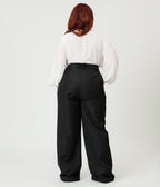 Unique Vintage Plus Size Black High Waisted Trouser - Unique Vintage - Womens, BOTTOMS, PANTS