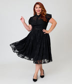 Unique Vintage Plus Size Black Lace Hollie Swing Dress - Unique Vintage - Womens, DRESSES, SWING