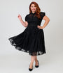Unique Vintage Plus Size Black Lace Hollie Swing Dress