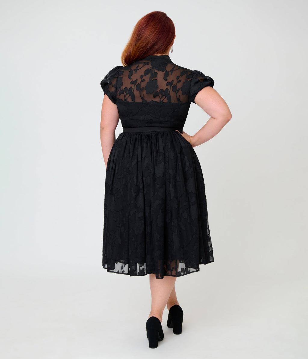 Unique Vintage Plus Size Black Lace Hollie Swing Dress - Unique Vintage - Womens, DRESSES, SWING