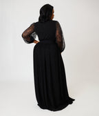 Unique Vintage Plus Size Black Lace Hollywood Duster - Unique Vintage - Womens, DRESSES, MAXI
