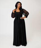 Unique Vintage Plus Size Black Lace Hollywood Duster - Unique Vintage - Womens, DRESSES, MAXI