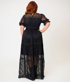 Unique Vintage Plus Size Black Lace Tiered Maxi Skirt - Unique Vintage - Womens, BOTTOMS, SKIRTS