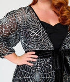 Unique Vintage Plus Size Black Mesh & Silver Spiderweb Duster - Unique Vintage -