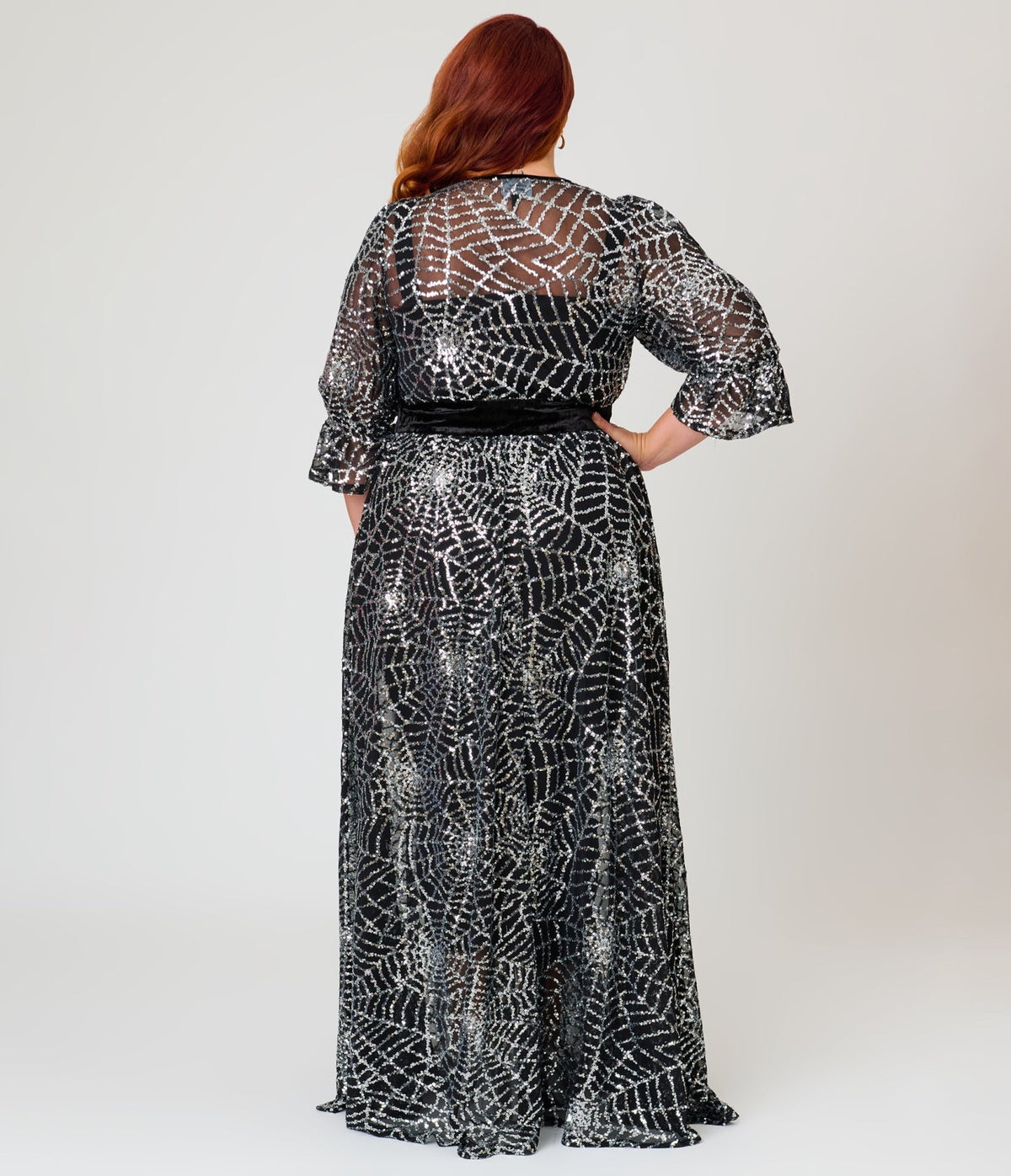 Unique Vintage Plus Size Black Mesh & Silver Spiderweb Duster - Unique Vintage -