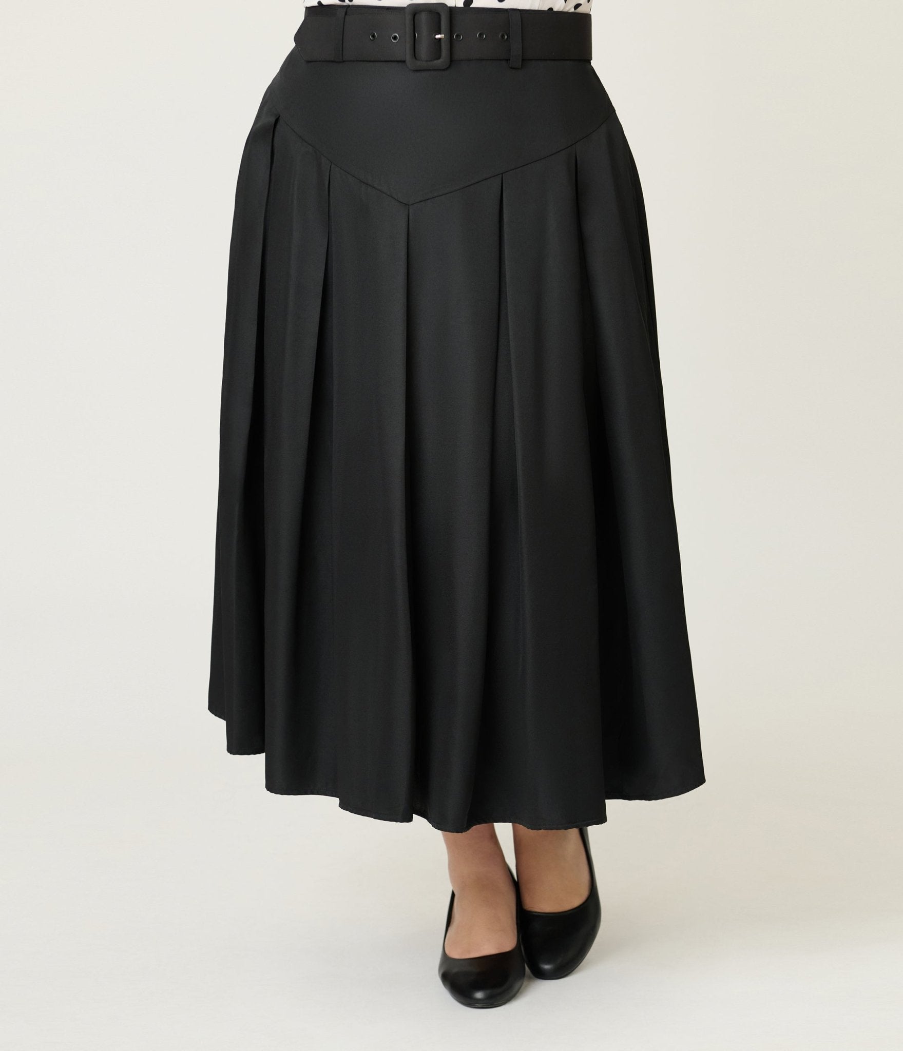 Unique Vintage Plus Size Black Midi Skirt - Unique Vintage - Womens, BOTTOMS, SKIRTS