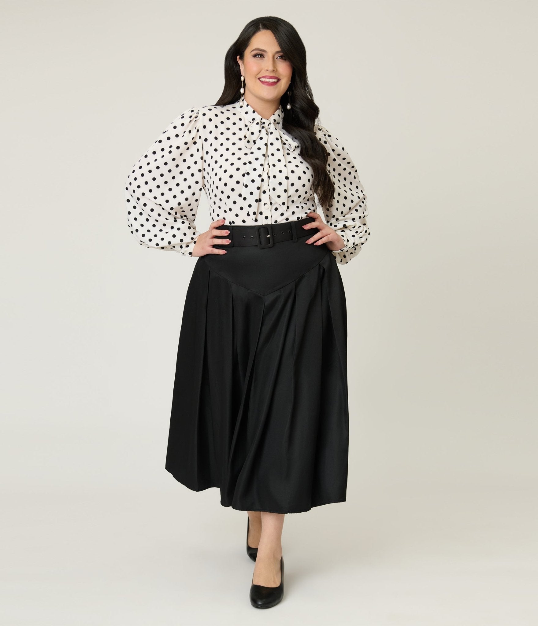 Unique Vintage Plus Size Black Midi Skirt - Unique Vintage - Womens, BOTTOMS, SKIRTS