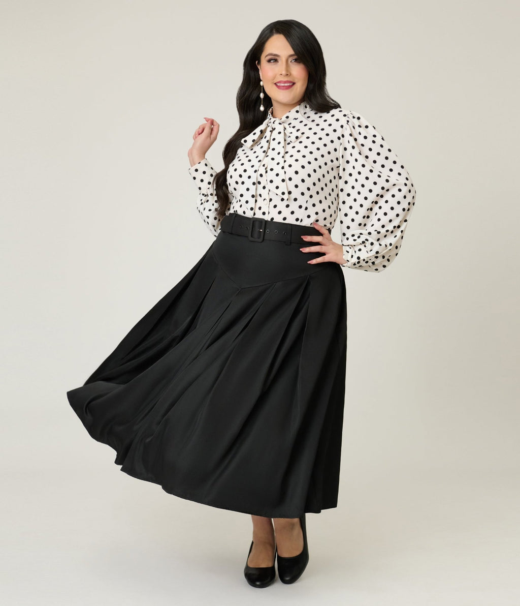 Unique Vintage Plus Size Black Midi Skirt - Unique Vintage - Womens, BOTTOMS, SKIRTS
