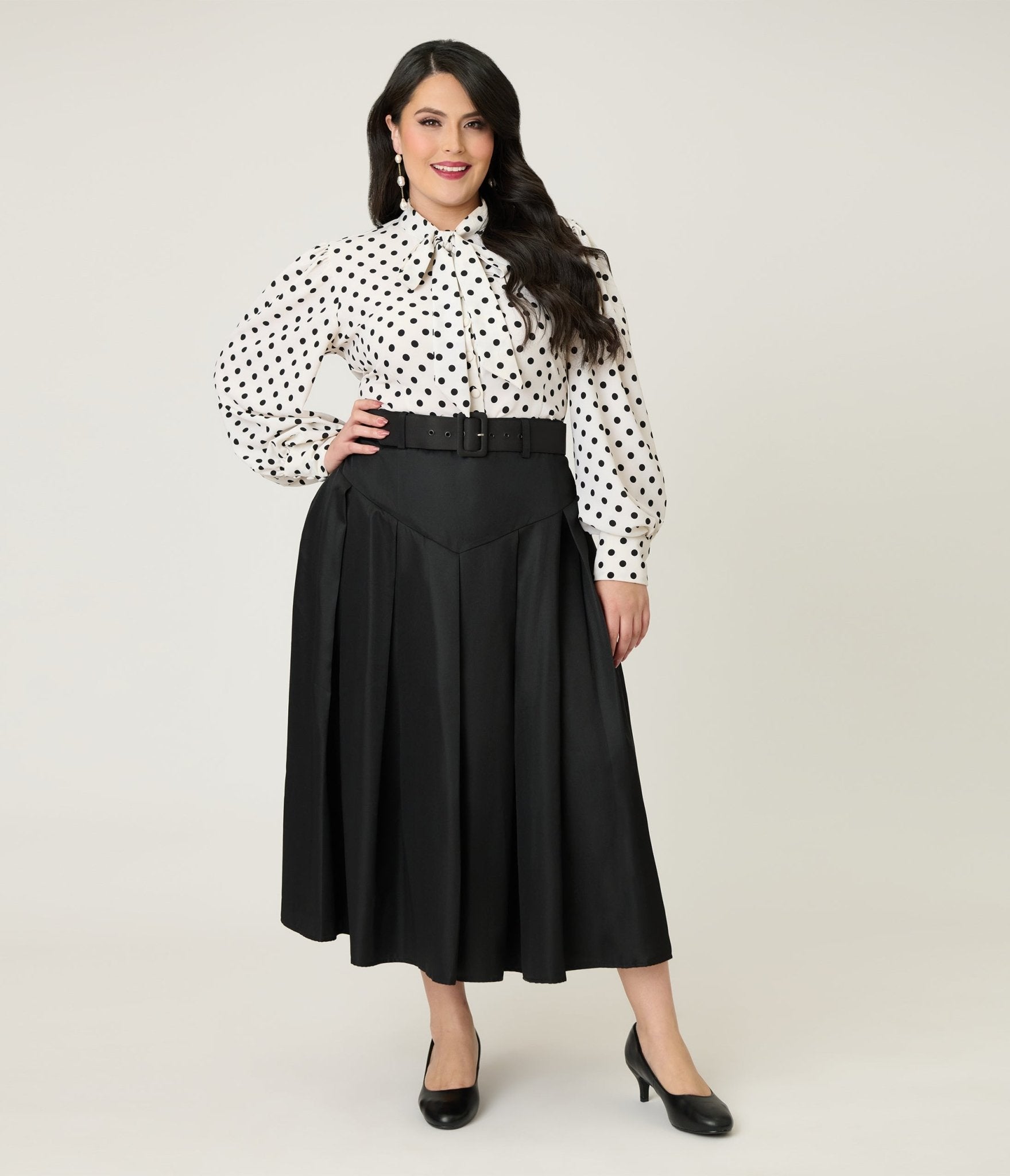 Unique Vintage Plus Size Black Midi Skirt - Unique Vintage - Womens, BOTTOMS, SKIRTS