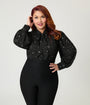 Unique Vintage Plus Size Black Moon & Star Silver Foil Print Gwen Blouse