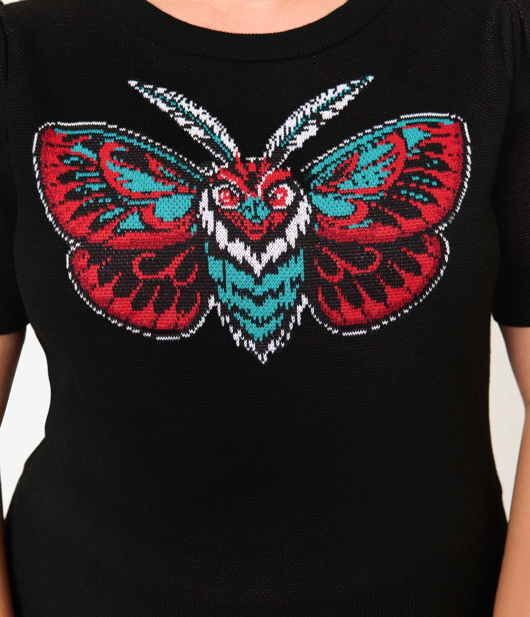 Unique Vintage Plus Size Black Moth Embroidered Sweater - Unique Vintage - Womens, TOPS, SWEATERS