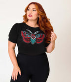 Unique Vintage Plus Size Black Moth Embroidered Sweater - Unique Vintage - Womens, TOPS, SWEATERS