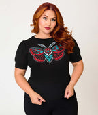 Unique Vintage Plus Size Black Moth Embroidered Sweater - Unique Vintage - Womens, TOPS, SWEATERS