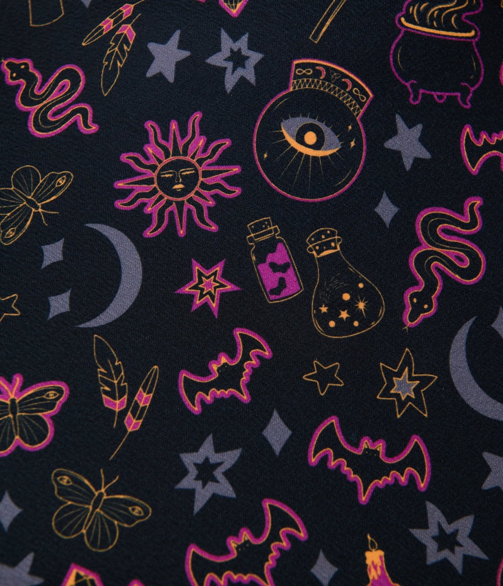 Unique Vintage Plus Size Black Mystical Icons Poppy Flare Dress - Unique Vintage - Womens, DRESSES, FIT AND FLARE