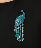 Unique Vintage Plus Size Black & Peacock Brooch Maxi Dress - Unique Vintage - Womens, DRESSES, MAXI