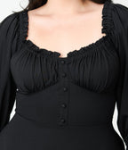 Unique Vintage Plus Size Black Peasant Sleeve Swing Dress - Unique Vintage - Womens, DRESSES, SWING