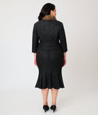 Unique Vintage Plus Size Black Plaid Trumpet Skirt - Unique Vintage - Pencil Skirts