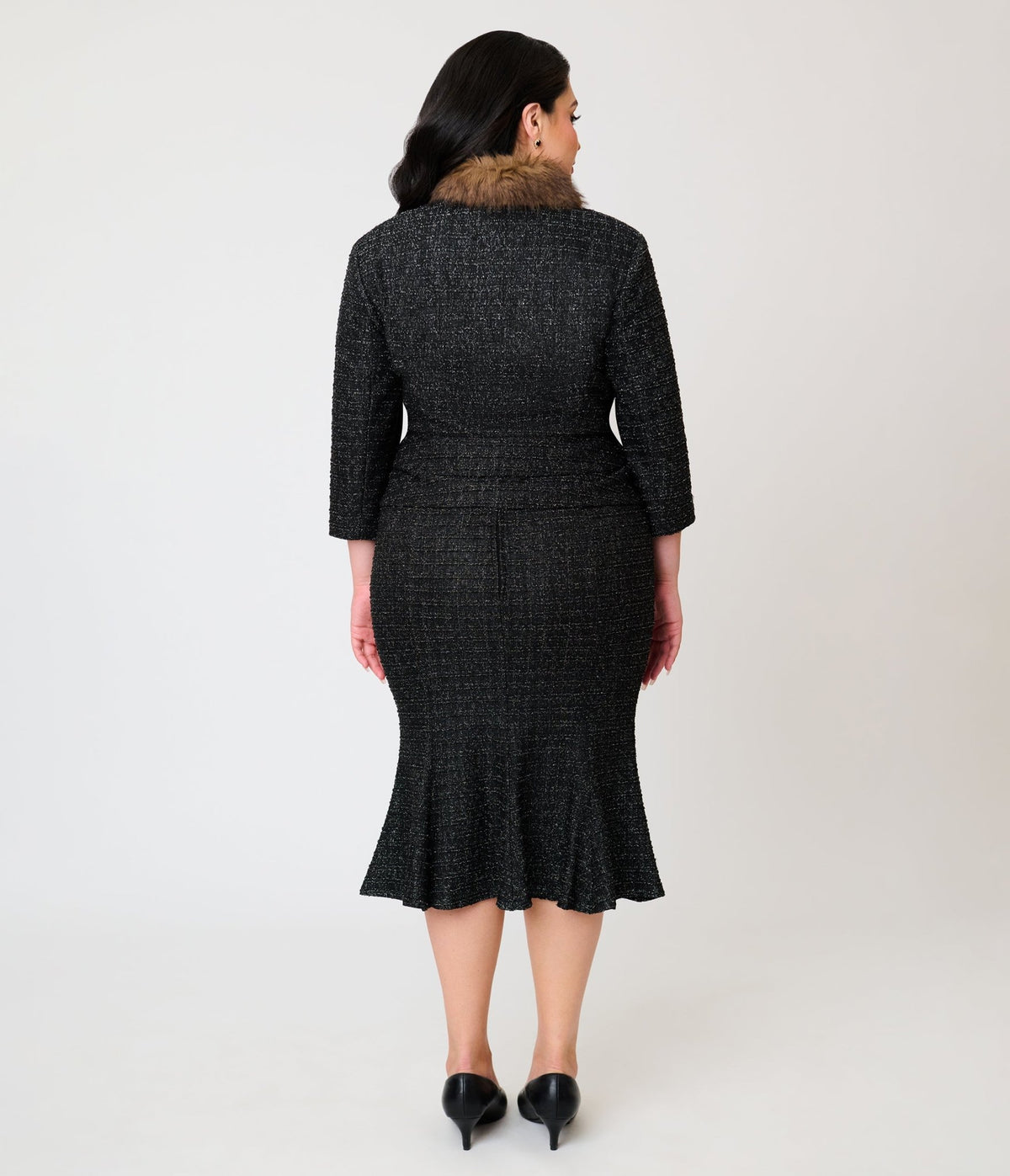 Unique Vintage Plus Size Black Plaid Trumpet Skirt - Unique Vintage - Pencil Skirts