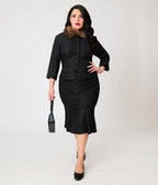 Unique Vintage Plus Size Black Plaid Trumpet Skirt - Unique Vintage - Pencil Skirts