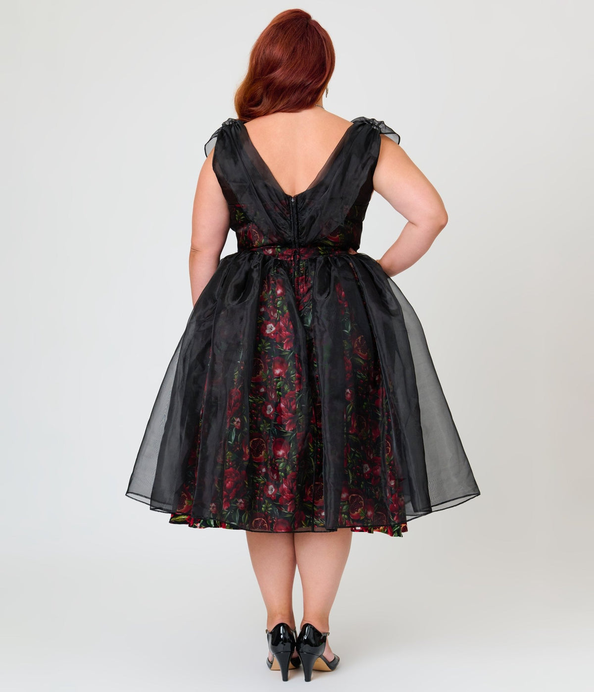 Unique Vintage Plus Size Black Pomegranates Vicky Swing Dress - Unique Vintage - Swing Dresses