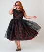 Unique Vintage Plus Size Black Pomegranates Vicky Swing Dress