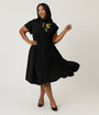 Unique Vintage Plus Size Black & Pumpkin Baltimore Swing Dress