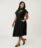 Unique Vintage Plus Size Black & Pumpkin Baltimore Swing Dress - Unique Vintage - Womens, DRESSES, SWING