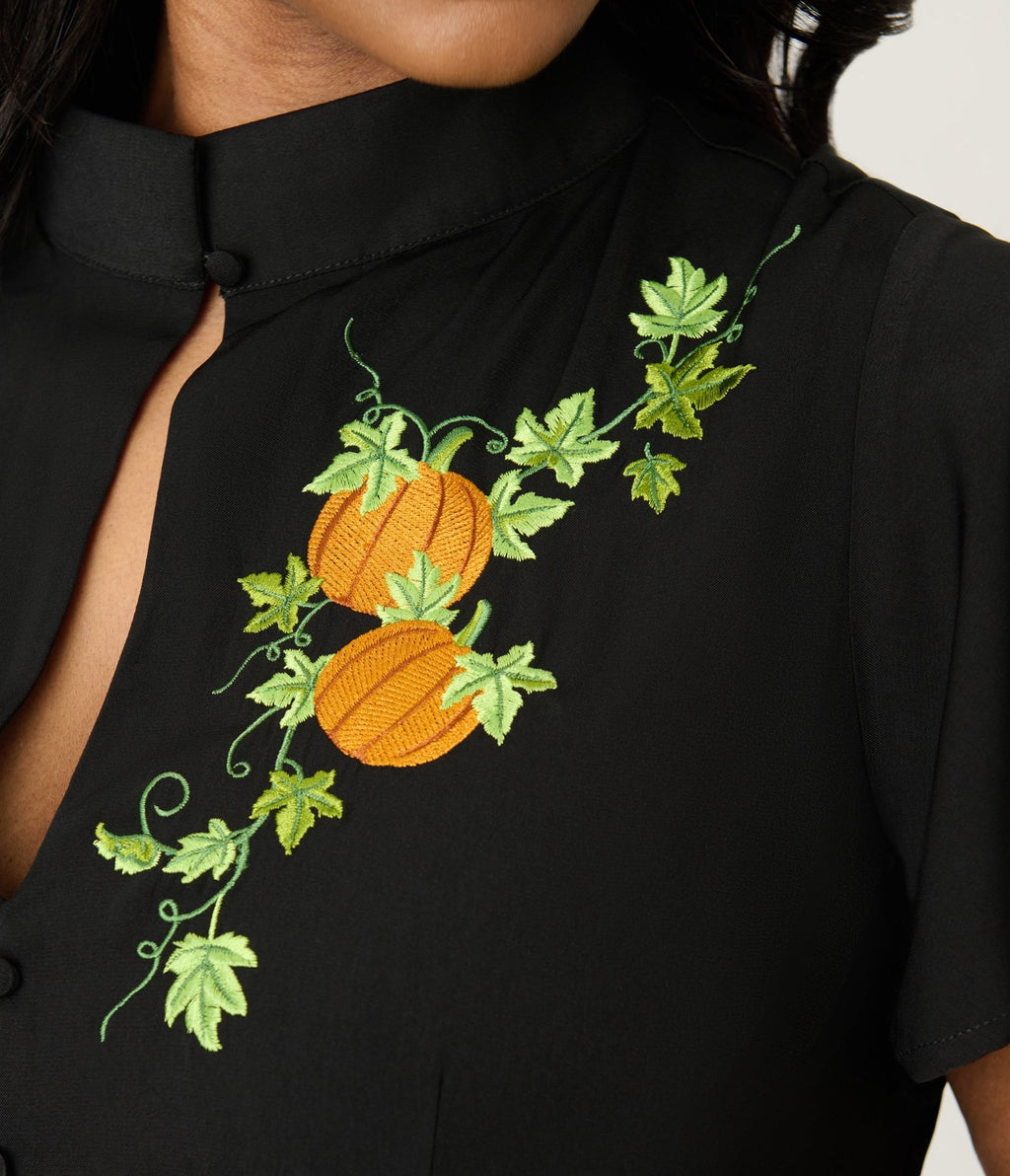 Unique Vintage Plus Size Black & Pumpkin Baltimore Swing Dress - Unique Vintage - Womens, DRESSES, SWING