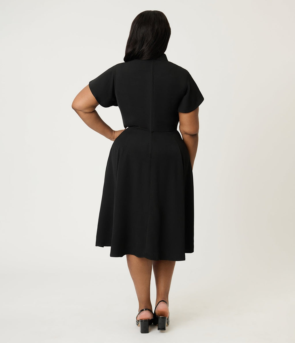 Unique Vintage Plus Size Black & Pumpkin Baltimore Swing Dress - Unique Vintage - Womens, DRESSES, SWING