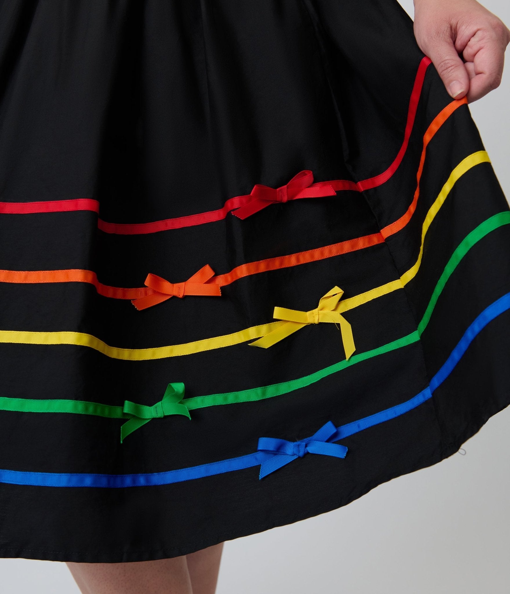 Unique Vintage Plus Size Black & Rainbow Ribbon Bobbie Swing Dress - Unique Vintage - Womens, DRESSES, SWING