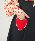 Unique Vintage Plus Size Black & Red Heart Amma Swing Skirt - Unique Vintage - Womens, BOTTOMS, SKIRTS