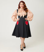 Unique Vintage Plus Size Black & Red Heart Amma Swing Skirt - Unique Vintage - Womens, BOTTOMS, SKIRTS