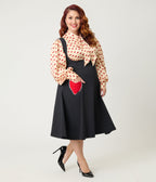 Unique Vintage Plus Size Black & Red Heart Amma Swing Skirt - Unique Vintage - Womens, BOTTOMS, SKIRTS