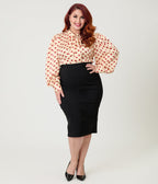Unique Vintage Plus Size Black & Red Heart Button Pencil Skirt - Unique Vintage - Womens, BOTTOMS, SKIRTS