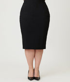 Unique Vintage Plus Size Black & Red Heart Button Pencil Skirt - Unique Vintage - Womens, BOTTOMS, SKIRTS