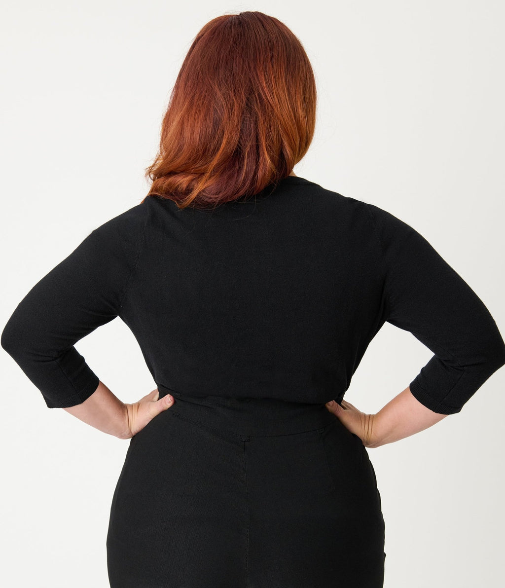 Unique Vintage Plus Size Black & Red Roses Bookworm Cardigan - Unique Vintage - Womens, TOPS, SWEATERS