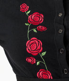 Unique Vintage Plus Size Black & Red Roses Bookworm Cardigan - Unique Vintage - Womens, TOPS, SWEATERS