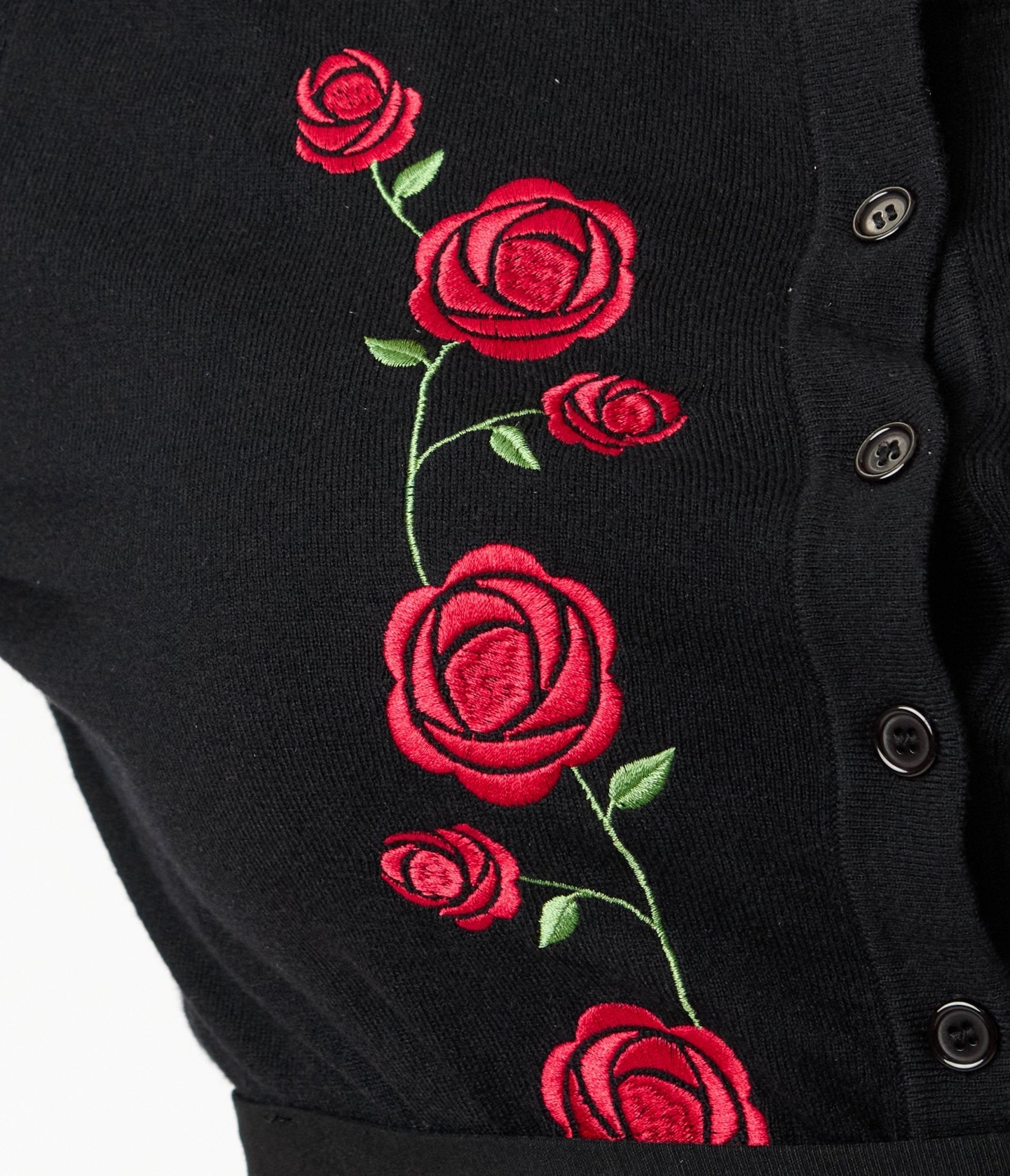 Unique Vintage Plus Size Black & Red Roses Bookworm Cardigan - Unique Vintage - Womens, TOPS, SWEATERS