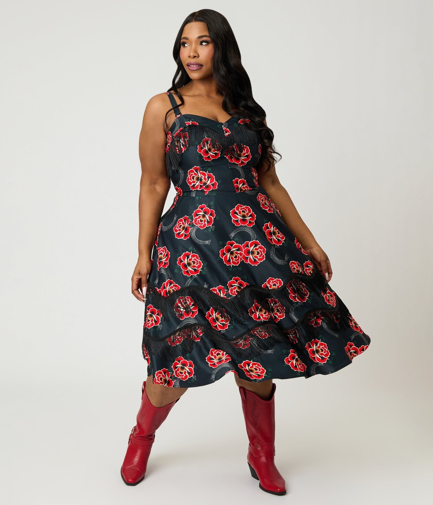 plus size black dress with red roses Women's Gothic Black With Red Rose Short Sleeve Plus Size Dress Everything Skull Clothing Merchandise and Accessories