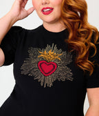 Unique Vintage Plus Size Black Sacred Heart Paige Sweater - Unique Vintage -