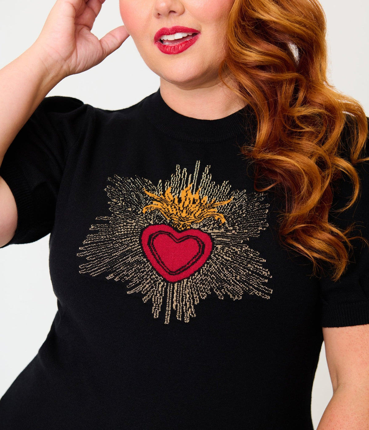 Unique Vintage Plus Size Black Sacred Heart Paige Sweater - Unique Vintage -