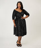 Unique Vintage Plus Size Black Sequin Marceline Swing Dress - Unique Vintage - Swing Dress
