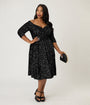 Unique Vintage Plus Size Black Sequin Marceline Swing Dress