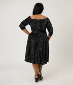 Unique Vintage Plus Size Black Sequin Marceline Swing Dress - Unique Vintage - Swing Dress
