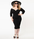 Unique Vintage Plus Size Black Shailene Pencil Dress - Unique Vintage - Womens, DRESSES, WIGGLE
