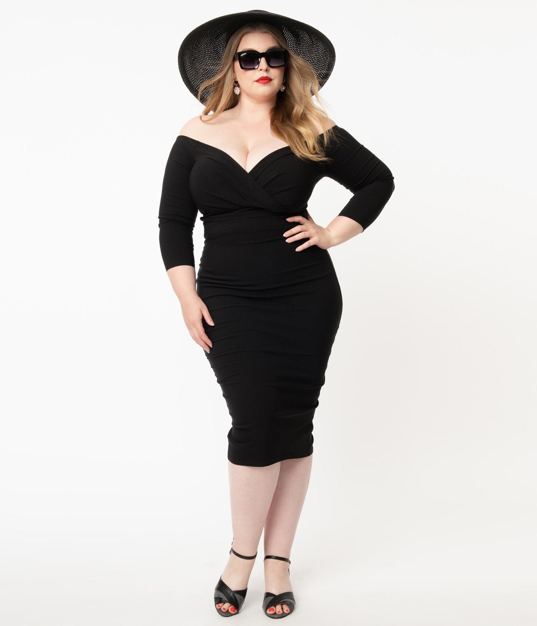 Unique Vintage Plus Size Black Shailene Pencil Dress - Unique Vintage - Womens, DRESSES, WIGGLE