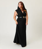 Unique Vintage Plus Size Black Shimmer Snake Hooded Maxi Dress - Unique Vintage - Womens, DRESSES, MAXI